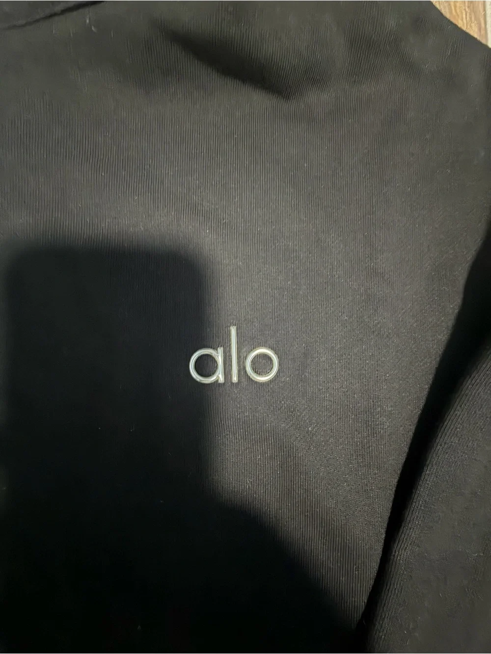 ALO Yoga Men's Black Half-Zip Sweatshirt with Contrast Silver Zipper